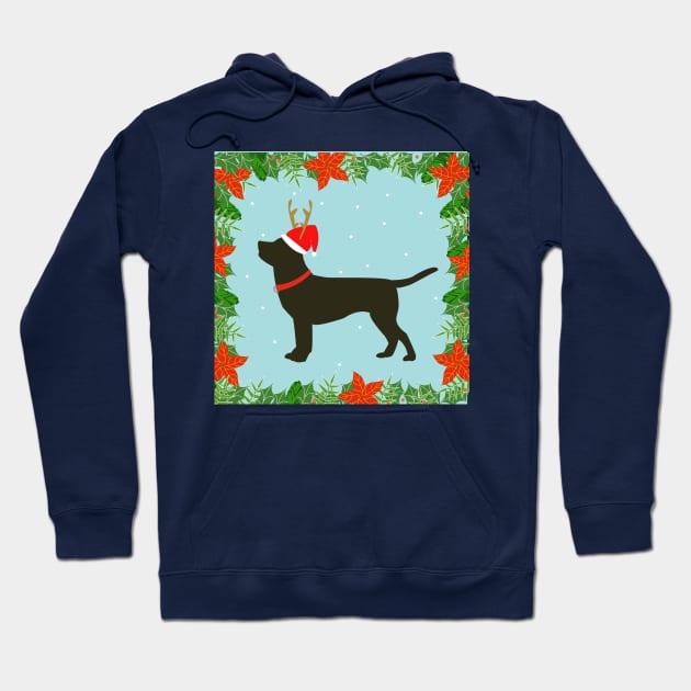 Black Labrador with Santa hat Hoodie by designInk